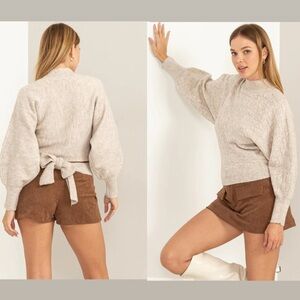 Talulah sweater with elegant back tie and puff sleeves size M